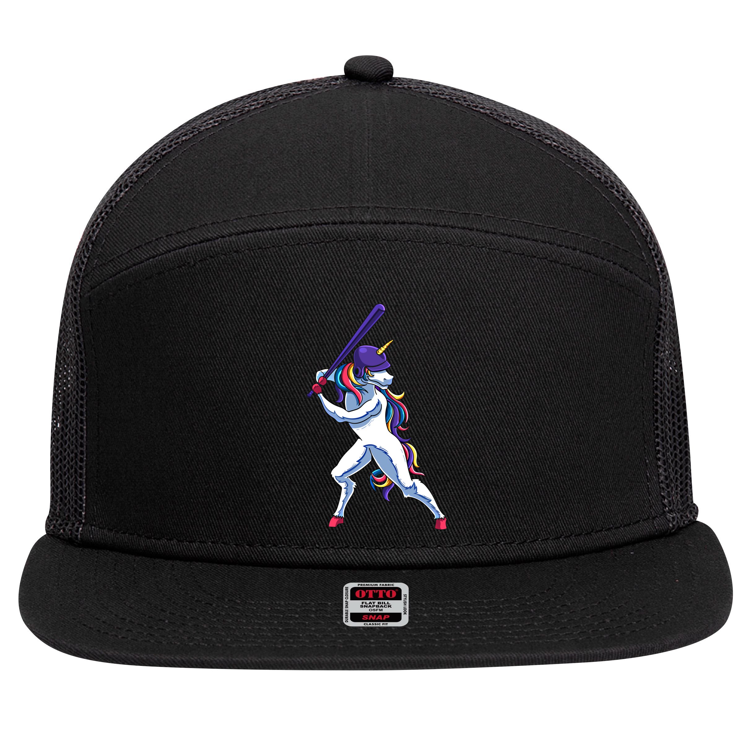 Funny Unicorn Sports Softball Magical Bat And Ball Player Meaningful Gift 7 Panel Mesh Trucker Snapback Hat