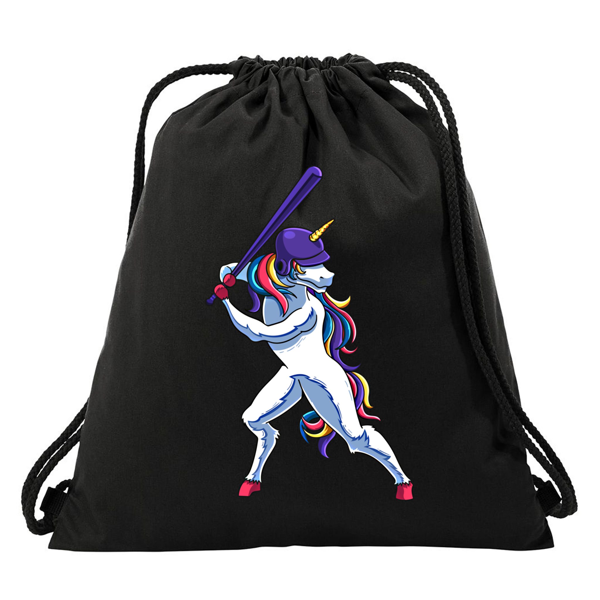Funny Unicorn Sports Softball Magical Bat And Ball Player Meaningful Gift Drawstring Bag
