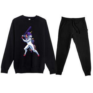 Funny Unicorn Sports Softball Magical Bat And Ball Player Meaningful Gift Premium Crewneck Sweatsuit Set