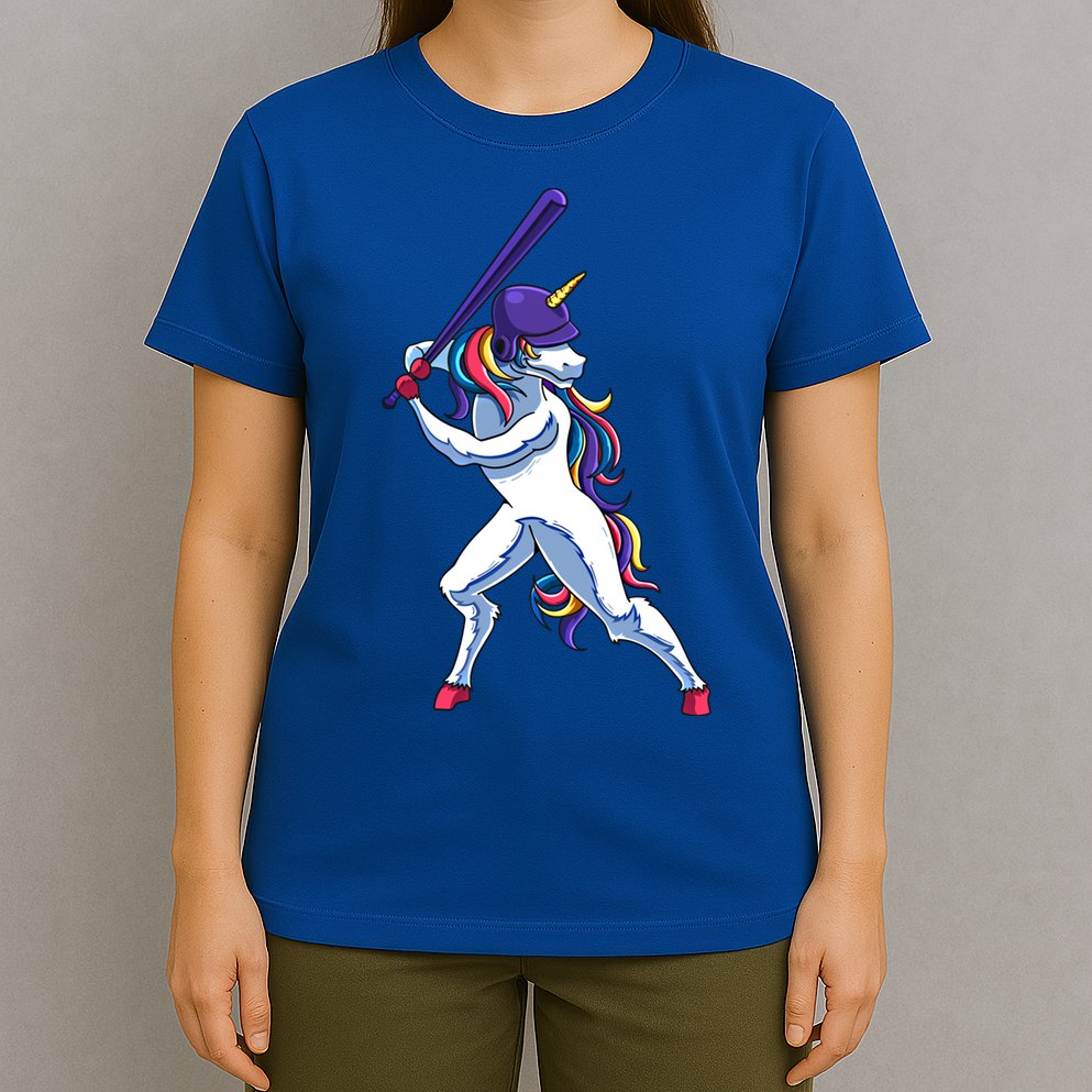 Funny Unicorn Sports Softball Magical Bat And Ball Player Meaningful Gift T-Shirt