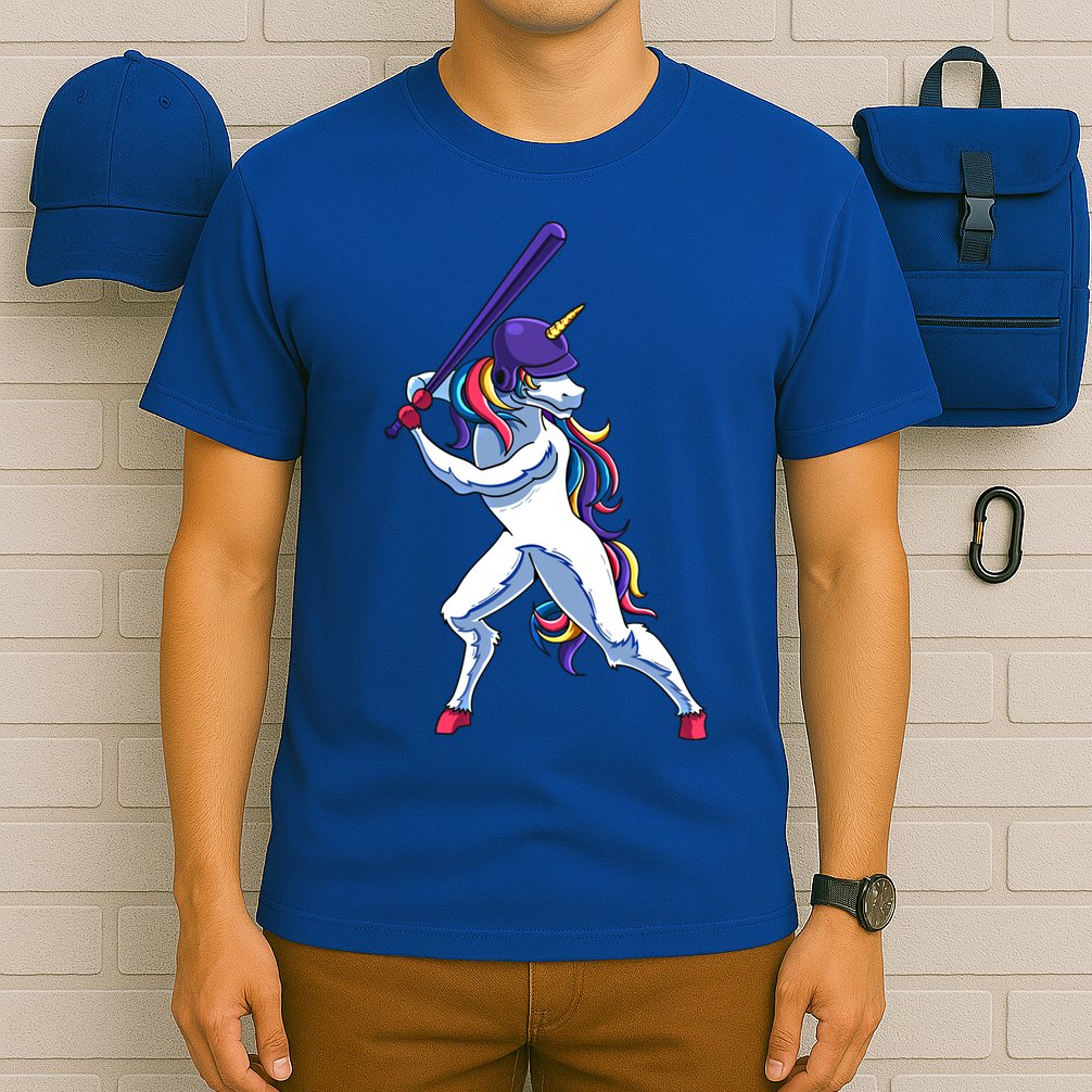 Funny Unicorn Sports Softball Magical Bat And Ball Player Meaningful Gift T-Shirt