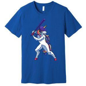 Funny Unicorn Sports Softball Magical Bat And Ball Player Meaningful Gift Premium T-Shirt