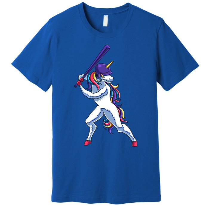 Funny Unicorn Sports Softball Magical Bat And Ball Player Meaningful Gift Premium T-Shirt