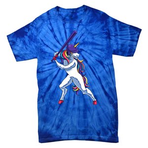 Funny Unicorn Sports Softball Magical Bat And Ball Player Meaningful Gift Tie-Dye T-Shirt