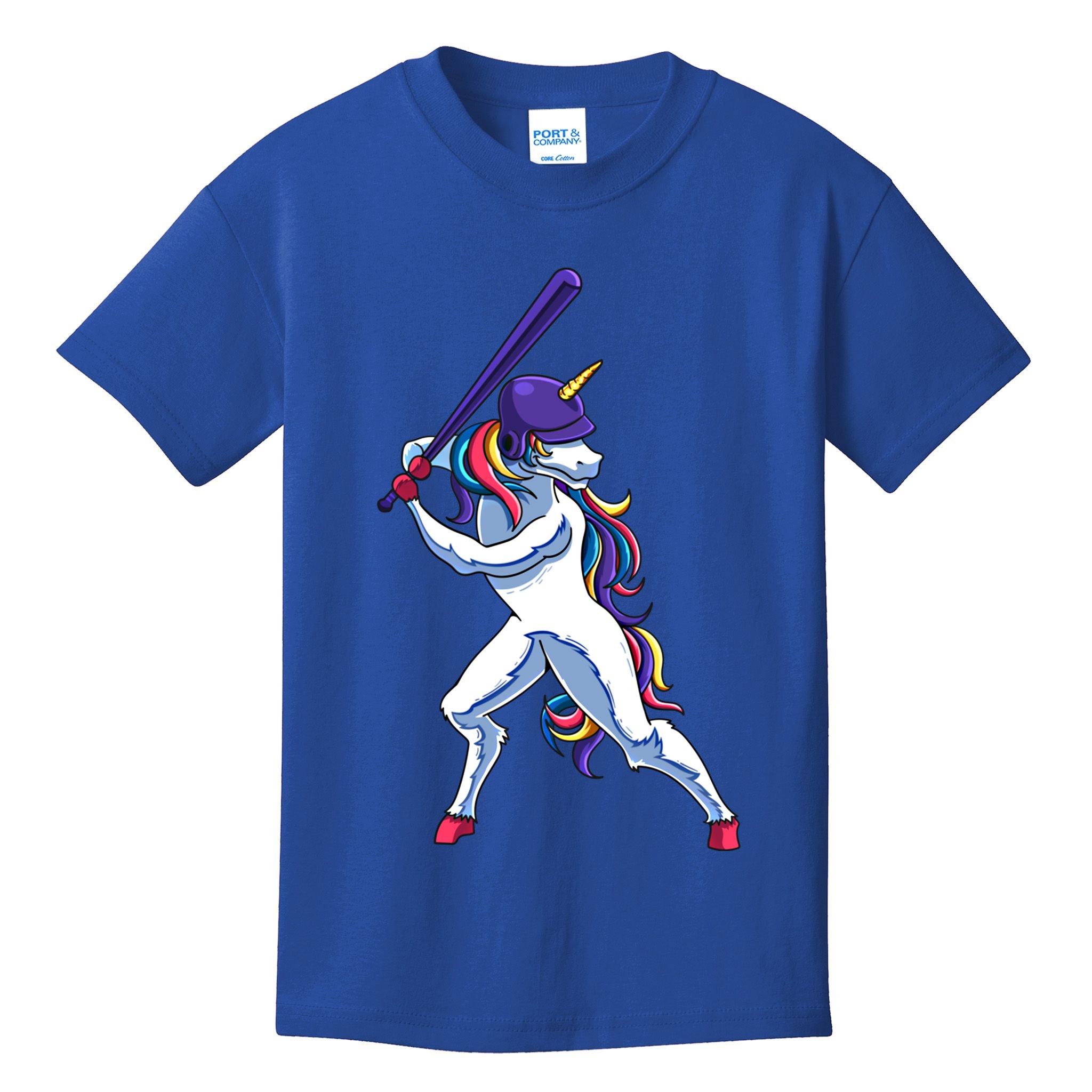 Funny Unicorn Sports Softball Magical Bat And Ball Player Meaningful Gift Kids T-Shirt