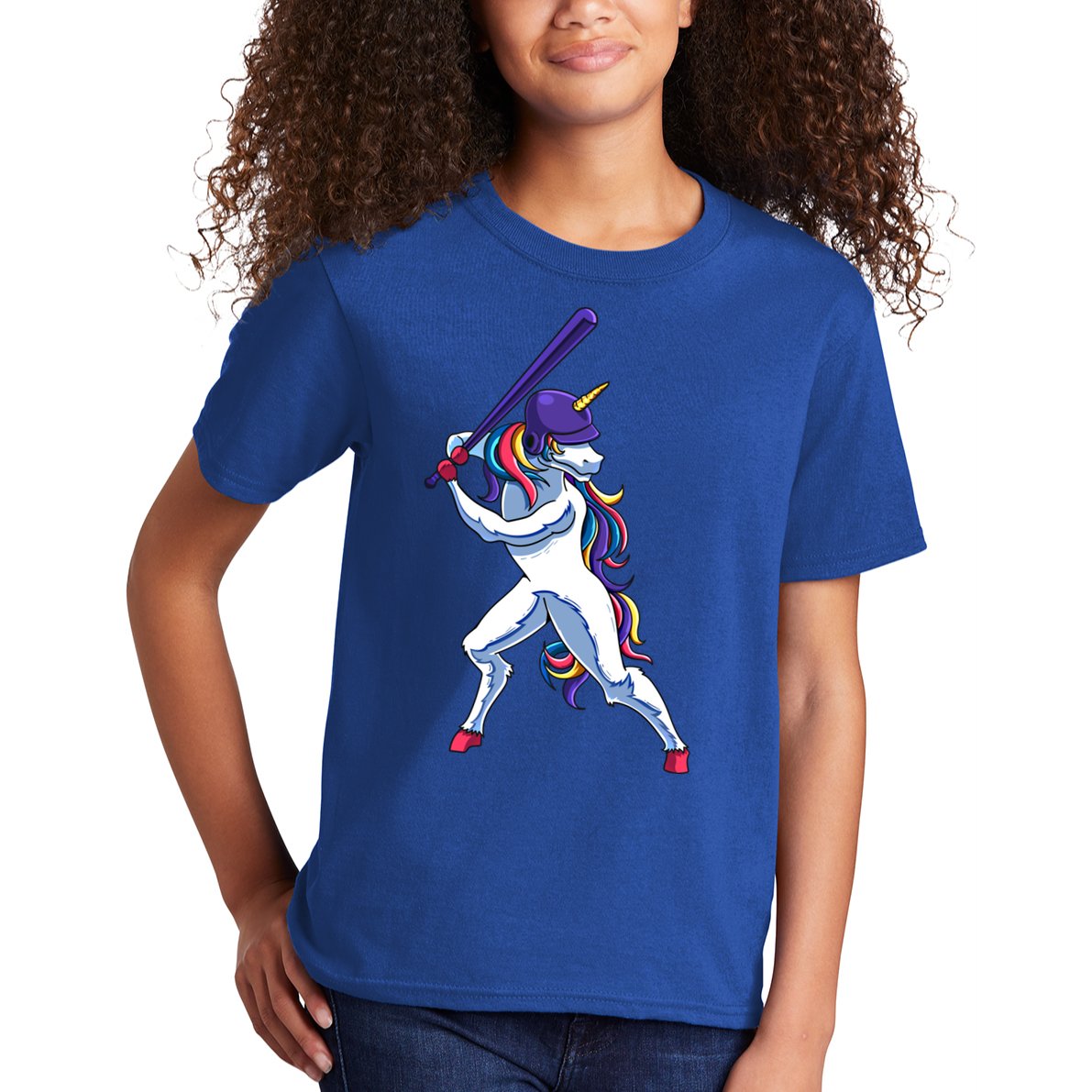 Funny Unicorn Sports Softball Magical Bat And Ball Player Meaningful Gift Kids T-Shirt
