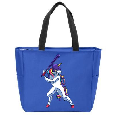 Funny Unicorn Sports Softball Magical Bat And Ball Player Meaningful Gift Zip Tote Bag