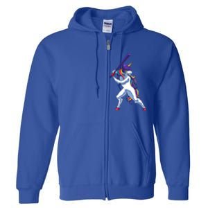 Funny Unicorn Sports Softball Magical Bat And Ball Player Meaningful Gift Full Zip Hoodie