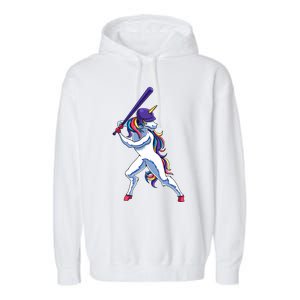 Funny Unicorn Sports Softball Magical Bat And Ball Player Meaningful Gift Garment-Dyed Fleece Hoodie