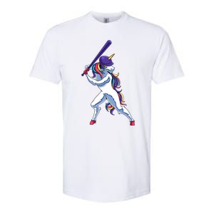 Funny Unicorn Sports Softball Magical Bat And Ball Player Meaningful Gift Softstyle CVC T-Shirt