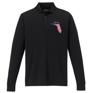 Florida United States Map Performance Long Sleeve Polo