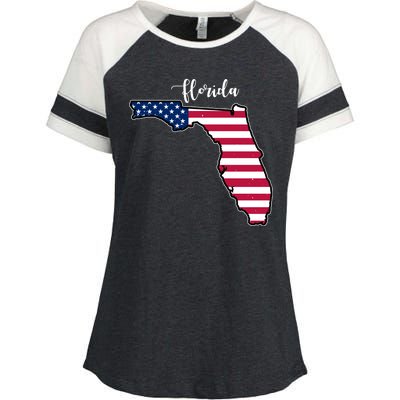 Florida United States Map Enza Ladies Jersey Colorblock Tee