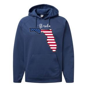 Florida United States Map Performance Fleece Hoodie