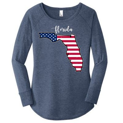 Florida United States Map Women's Perfect Tri Tunic Long Sleeve Shirt