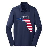 Florida United States Map Silk Touch Performance Long Sleeve Polo