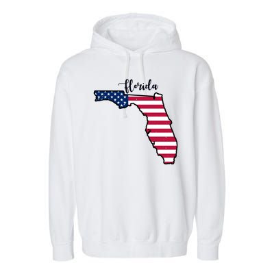 Florida United States Map Garment-Dyed Fleece Hoodie