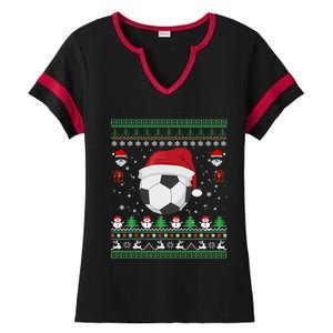 Funny Ugly Sweater For Christmas Soccer Santa Claus Xmas Gift Ladies Halftime Notch Neck Tee