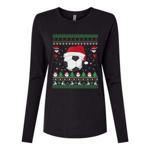 Funny Ugly Sweater For Christmas Soccer Santa Claus Xmas Gift Womens Cotton Relaxed Long Sleeve T-Shirt