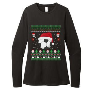 Funny Ugly Sweater For Christmas Soccer Santa Claus Xmas Gift Womens CVC Long Sleeve Shirt