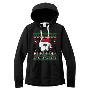 Funny Ugly Sweater For Christmas Soccer Santa Claus Xmas Gift Women's Fleece Hoodie