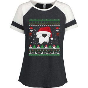 Funny Ugly Sweater For Christmas Soccer Santa Claus Xmas Gift Enza Ladies Jersey Colorblock Tee