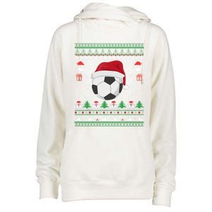 Funny Ugly Sweater For Christmas Soccer Santa Claus Xmas Gift Womens Funnel Neck Pullover Hood