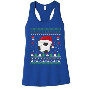 Funny Ugly Sweater For Christmas Soccer Santa Claus Xmas Gift Women's Racerback Tank