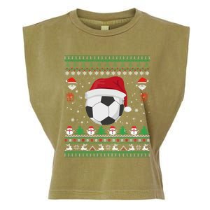 Funny Ugly Sweater For Christmas Soccer Santa Claus Xmas Gift Garment-Dyed Women's Muscle Tee