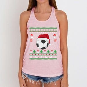 Funny Ugly Sweater For Christmas Soccer Santa Claus Xmas Gift Women's Knotted Racerback Tank