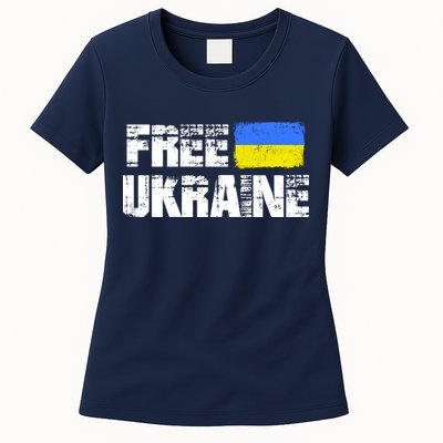 Free Ukraine Support Ukraine I Stand With Ukraine Flag Womens T-Shirt