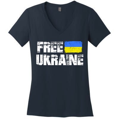 Free Ukraine Support Ukraine I Stand With Ukraine Flag Women's V-Neck T-Shirt