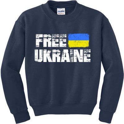 Free Ukraine Support Ukraine I Stand With Ukraine Flag Kids Sweatshirt