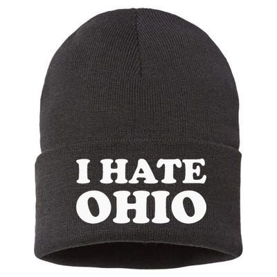 Funny US State Souvenir I Hate Ohio Sustainable Knit Beanie