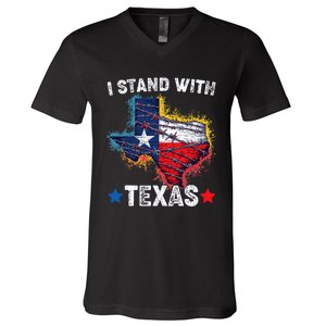 Flag Usa State Of Texas I Stand With Texas V-Neck T-Shirt