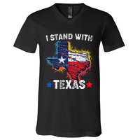 Flag Usa State Of Texas I Stand With Texas V-Neck T-Shirt