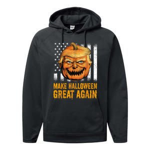 Funny Usa Trumpkin Make Halloween Great Again Performance Fleece Hoodie