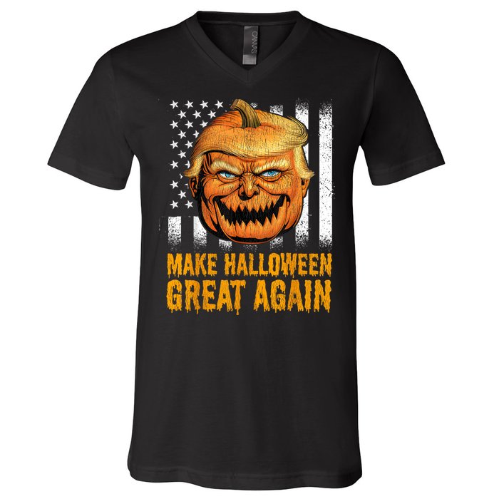 Funny Usa Trumpkin Make Halloween Great Again V-Neck T-Shirt