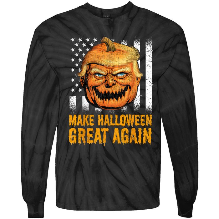 Funny Usa Trumpkin Make Halloween Great Again Tie-Dye Long Sleeve Shirt