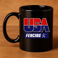 Fencing Usa Team 11oz C Handle Ceramic Mug