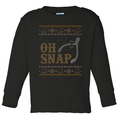 Funny Ugly Thanksgiving Sweater Oh Snap Wish Toddler Long Sleeve Shirt