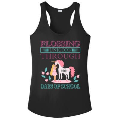 Flossing Unicorn Through 100 Days Of School Ladies PosiCharge Competitor Racerback Tank