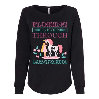 Flossing Unicorn Through 100 Days Of School Womens California Wash Sweatshirt