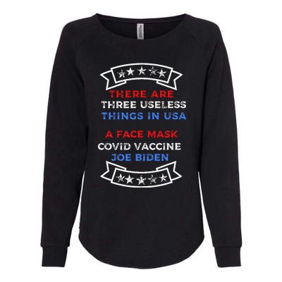 Funny Useless Things Vaccine Biden Stars Grunge Womens California Wash Sweatshirt