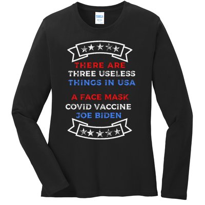 Funny Useless Things Vaccine Biden Stars Grunge Ladies Long Sleeve Shirt