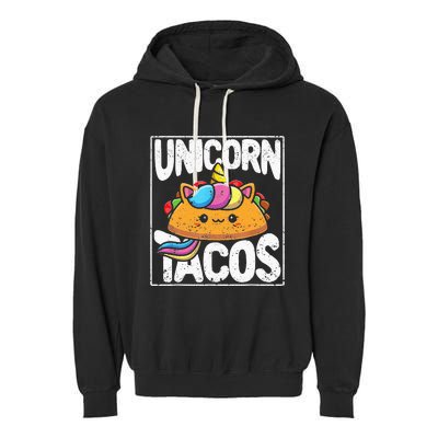 Funny Unicorn Tacos Cinco de Mayo Taco Fiesta Mexican Horse Garment-Dyed Fleece Hoodie