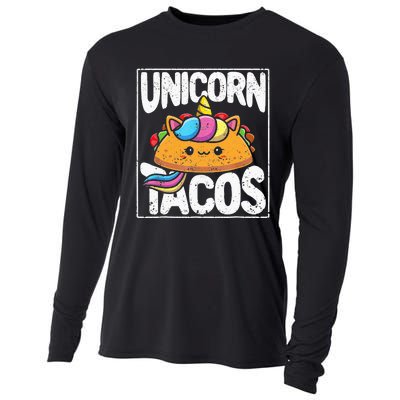 Funny Unicorn Tacos Cinco de Mayo Taco Fiesta Mexican Horse Cooling Performance Long Sleeve Crew