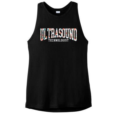 Floral Ultrasound Technologist Sonographer Ladies PosiCharge Tri-Blend Wicking Tank