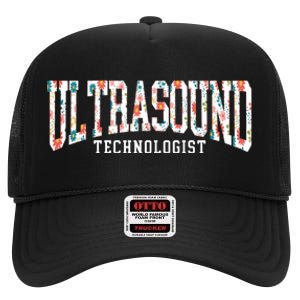 Floral Ultrasound Technologist Sonographer High Crown Mesh Back Trucker Hat