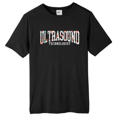 Floral Ultrasound Technologist Sonographer Tall Fusion ChromaSoft Performance T-Shirt