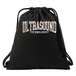 Floral Ultrasound Technologist Sonographer Drawstring Bag